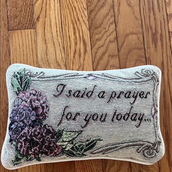 Vintage I Said A Prayer For You Today Pillow Throw Floral Tapestry Country Cotta - Picture 1 of 4